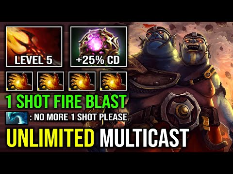 UNLIMITED MULTICAST 1 Shot Fireblast Godlike Solo Mid Ogre Magi with Max Dagon OC Dota 2