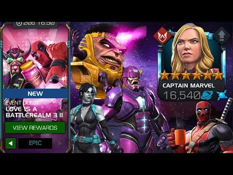 6* R3 Cap Marvel vs Epic Bosses Love Is A Battlerealm! - Marvel Contest of Champions