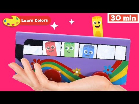 Color Crew Magic | Educational Video | Cardboard Bus & Wild Animals + |  Learn Colors | How to Draw