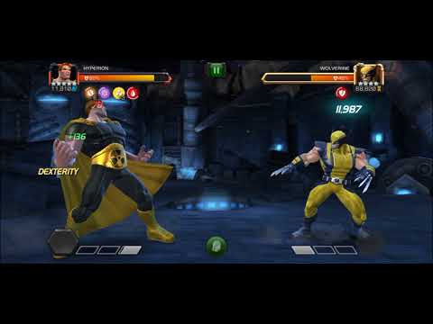 MCOC 5 star Hyperion rank 5 vs ROL Wolverine. Heavy damage showout