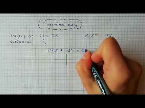 Prozentrechnen: Nettopreis berechnen, wenn der Bruttopreis bekannt ist.