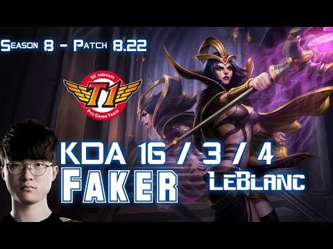 SKT T1 Faker LEBLANC vs JARVAN IV Mid - Patch 8.22 KR Ranked