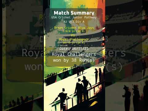 Dream Cricket Blue Jays vs Royal Challengers - 06/11/23 - NJ U13 Div A-USA Cricket Junior Pathway