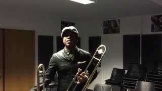 Ty Taylor and his trombone endorsee, Conn & Selmer, face to face for the first time.