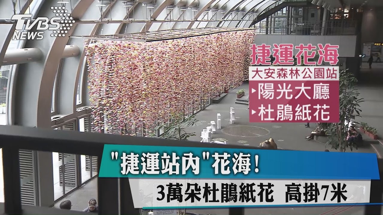 捷運站內花海! 3萬朵杜鵑紙花高掛7米