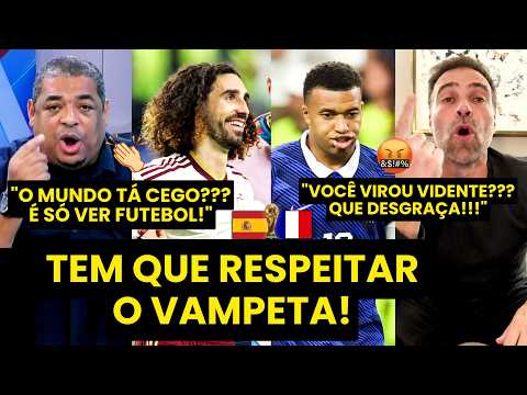 INCRÍVEL! VAMPETA DÁ AULA após ACERTAR PREVISÃO, e PILHADO SURTA AO PERDER APOSTA | FRANÇA x ESPANHA