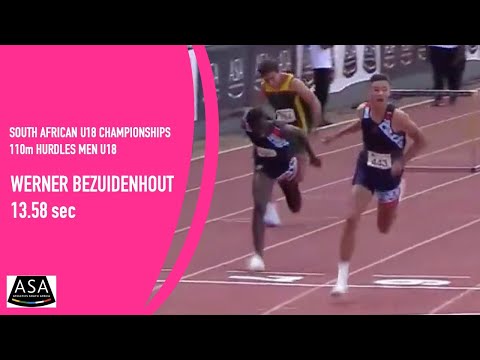 Werner Bezuidenhout wins U18 110m hurdles (13.58) ASA Championships, Potchefstroom - 1 April 2022