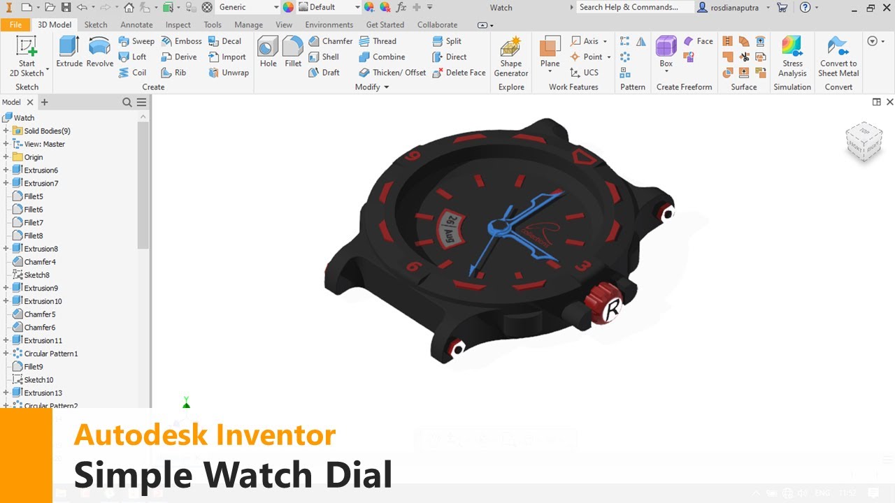Autodesk Inventor | Simple Watch Modeling | Tutorial
