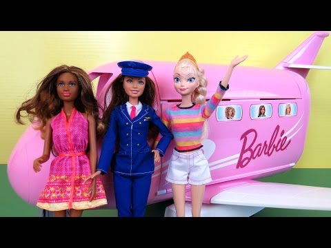 Airplane  Elsa from Frozen and Nikki from Barbie Flying on Barbie's plane