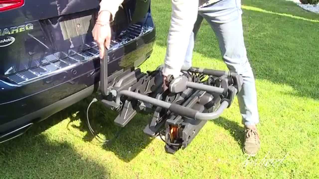 Bike rack on tow bar, tilting platform, steel, 4 bikes