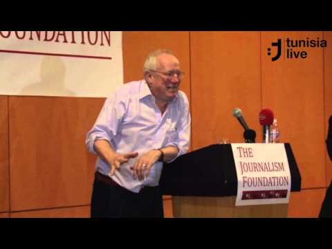 Robert Fisk & Evgeny Lebedev at the Launch of the Journalism Foundation in Tunisia