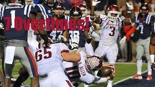 Longest College Football Games (5+ Overtimes)