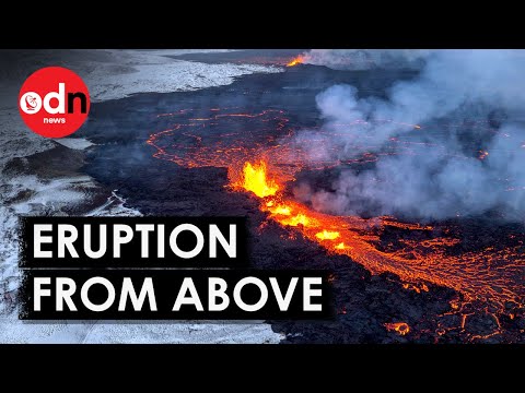 Spectacular Drone Footage Captures Iceland Volcano Eruption