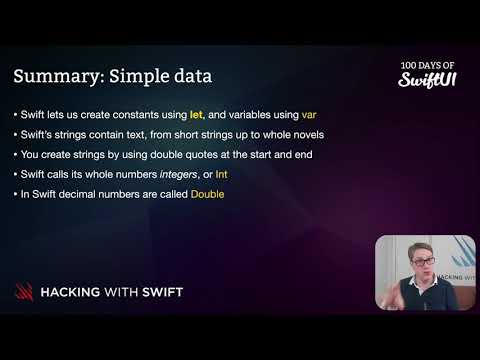 Summary Simple data – Swift for Complete Beginners