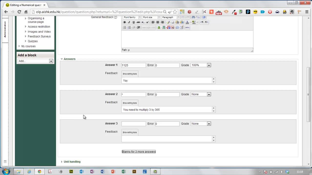 Moodle: Numerical question type tutorial