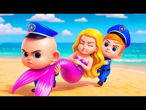 Rescue the Mermaid | Police Cartoon | Police Song + More Nursery Rhymes & Kids Songs | Pupu & Popo
