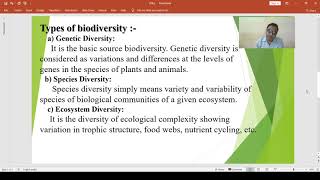 Lecture on Biodiversity and types, threats and man wildlife conflict. From R.K.Patil