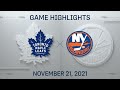 NHL Highlights | Maple Leafs vs. Islanders - Nov. 21, 2021
