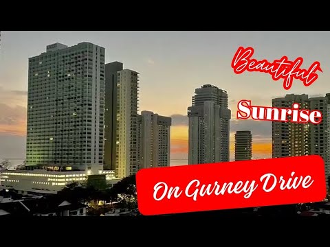 Sunrise of Gurney Drive, Georgetown Penang, one of Malaysia's most upmarket commercial promenade.