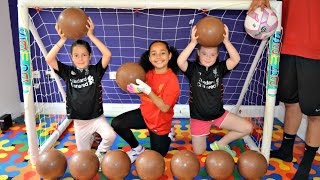 BASHING 10 Giant Surprise Chocolate Footballs - Football Challenges - Kinder Surprise Eggs Opening