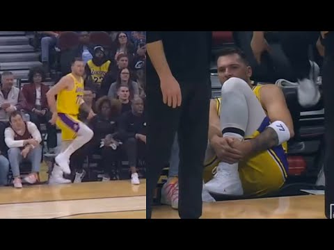 Luka Doncic limps to locker room after injury on Cavs uneven floor 😬