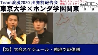23.大会スケジュール 現地での体制　東京大学×ホンダ学園関東 海外ヒストリックラリー参戦プロジェクトTeamROMAN2020