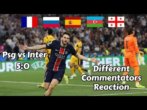 🔵 Kvaratskhelia Goal ⚽ Different Commentators Reactions 🔥 ● Psg vs Inter 5-0 ● UCL FINAL 2025