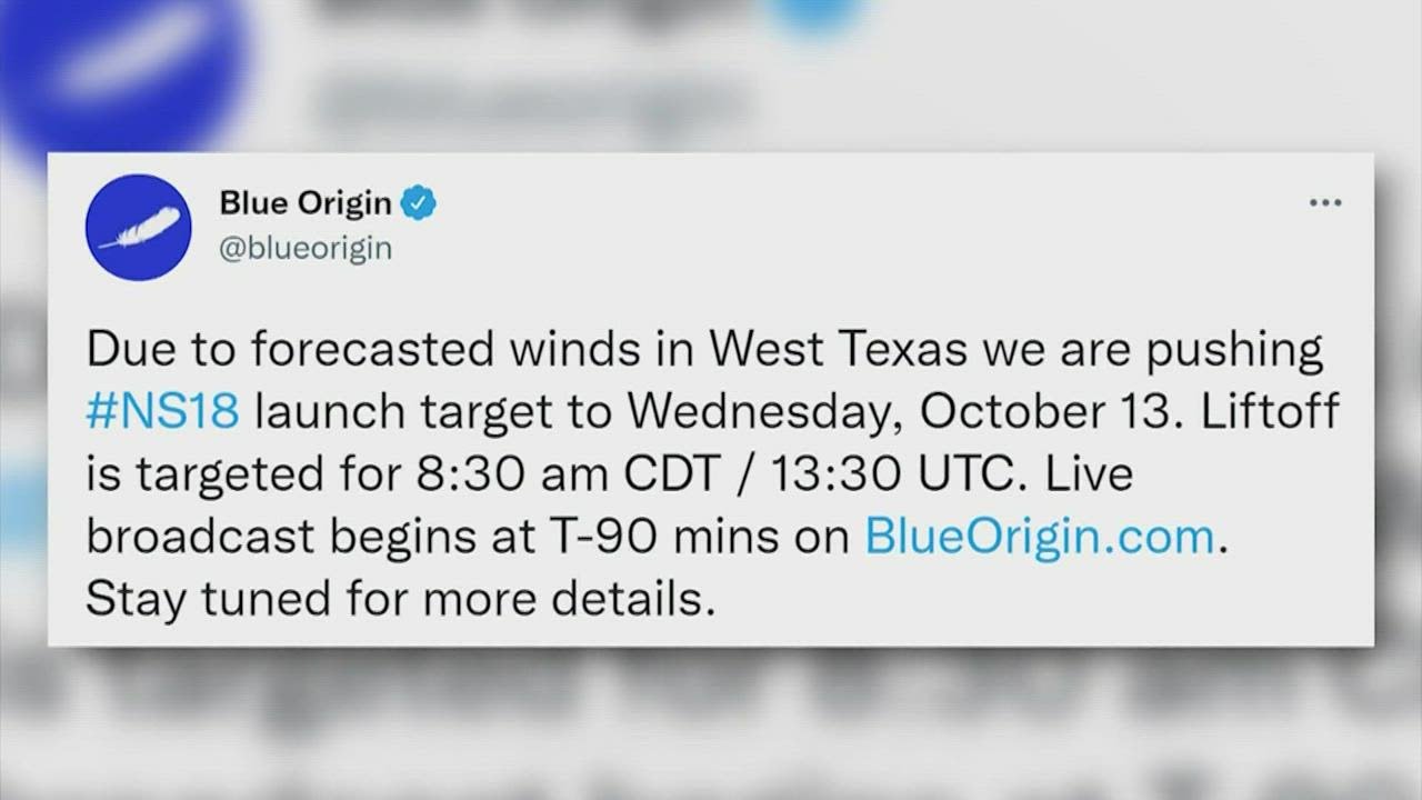 Blue Origin West Texas launch with William Shatner on board pushed back due to weather