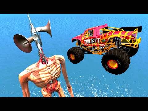 Jumping Cars through Siren Head - BeamNG.Drive