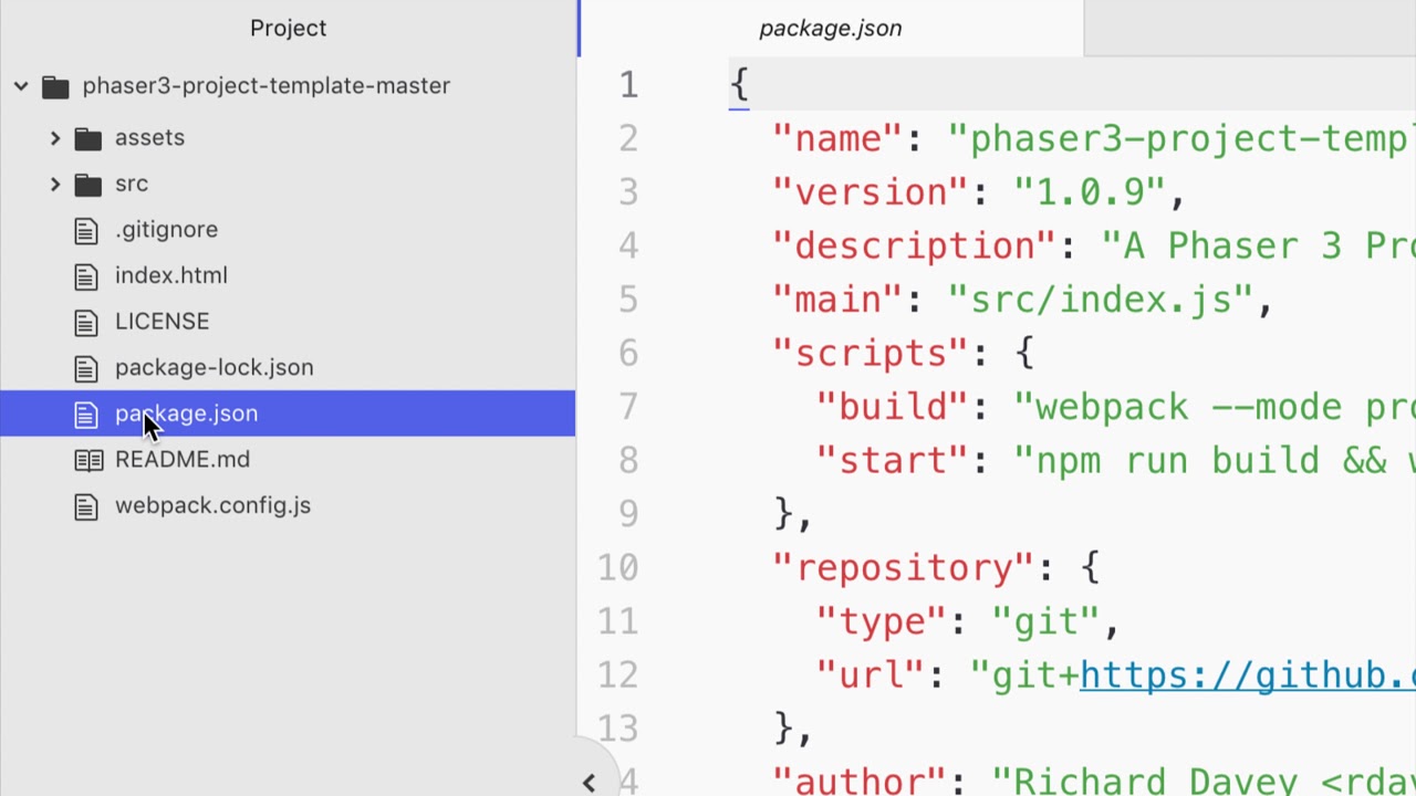 01 Phaser Install starter project
