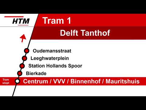 [HTM Tram Den Haag] Omroepen Lijn 1 Scheveningen Noorderstrand - Delft Tanthof