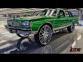 Lime Green 1989 LS Brougham Box Chevy Sitting on Staggered MTW Billet 30s