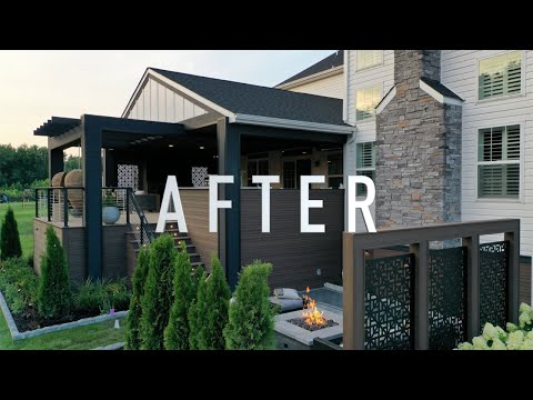 INCREDIBLE BACKYARD MAKEOVER!! Covered Deck and Patio Transformation Time Lapse