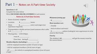 IELTS listening actual test Part 1: Notes on a part-time society (answer+ transcript)
