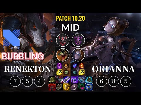 DRX Bubbling Renekton vs Orianna Mid - KR Patch 10.20