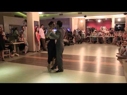  Jorge Tsaousoglou  and  Ioanna Andrikopoulou  are  dancing  to  the  tango  "  El Gran Hotel Victoria  "  by  Juan D'Arienzo  at  Sunny Tango Festival  in  2012