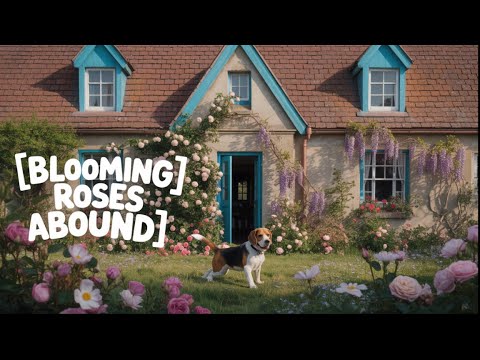 A Serene Day in the English Countryside with Roses - rain sound - calming music