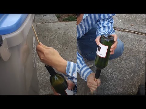 Use Chopstick To Open A Wine Bottle