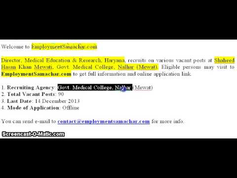 Govt Medical College Nalhar Recruitment 2013