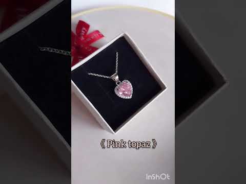 Подарок девушке колье с фианитами "Розовый топаз" кулон в форме сердца стиль Pandora на цепочке покрытие серебро в коробочке - фото 1 - id-p2181561084