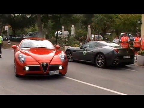 Ferrari California and Alfa Romeo 8c Competitzione FLATOUT on the road