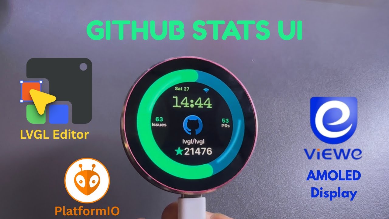 Building a GitHub Stats UI with LVGL Editor | Viewe AMOLED ESP32-S3
