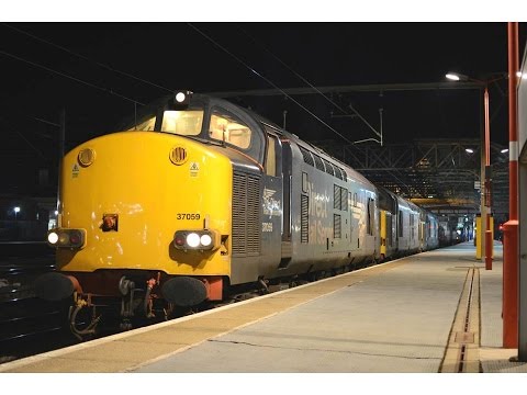 37059, 37607 & 37667 all in multi thrashing away from Crewe 15/2/2016