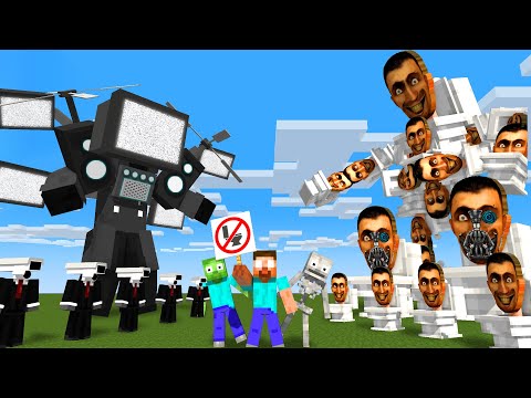 MineBattle - GIANT TVMAN VS SKIBIDI TOILET and INFECTED SPEAKERMAN CHALLENGE - Monster School Minecraft Animation