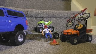 TOY CARS OFF ROAD ATV Dirt Bike ACTION Video Kids FUN!  ZOMBIES!!!