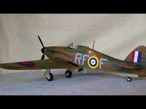 Airfix 1/24 Hawker Hurricane MkI with aftermarket decals of No.303 Polish Sqn,  September 1940.