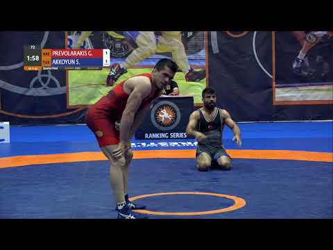 1/4 GR - 77 kg: G. PREVOLARAKIS (GRE) v. S. AKKOYUN (TUR)