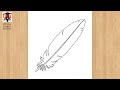 Easy Feather Drawing Tutorial | How to Draw a Feather Pencil Sketch Step by Step Outline Art