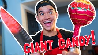 EXPERIMENT Glowing 1000° Degree KNIFE vs GIANT CANDY!
