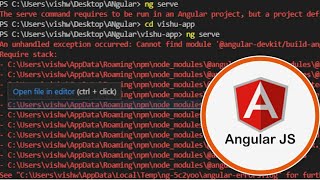 The serve Command requires to be angular project but project definition could not found.